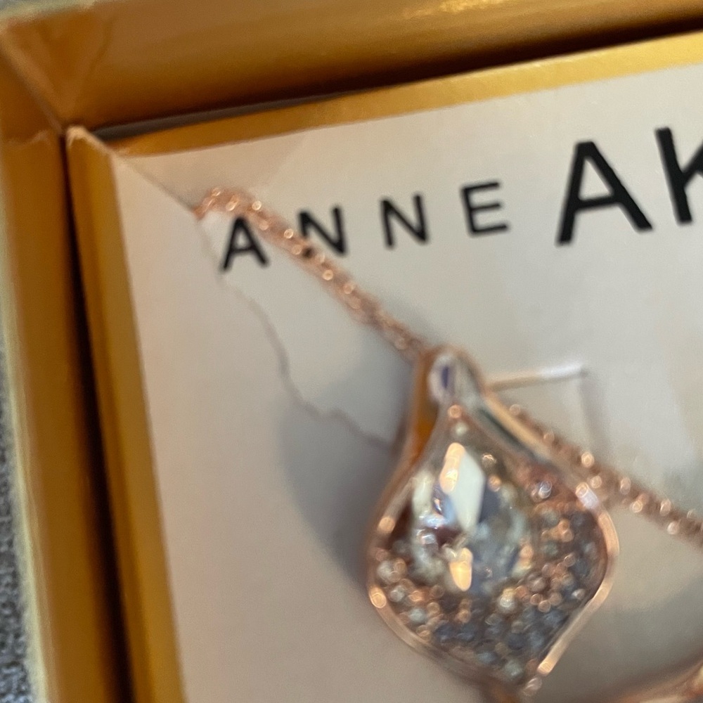 Anne Klein Rose Colored Gold Earrings & Necklace Box Set - Picture 6 of 6